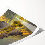 Extra large wall art depicting line art flowers in muted tones on a rolled print, suitable for large living room decor.