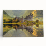 Black and white photo of a Scottish landscape on stretched canvas, ideal for kitchen wall art.