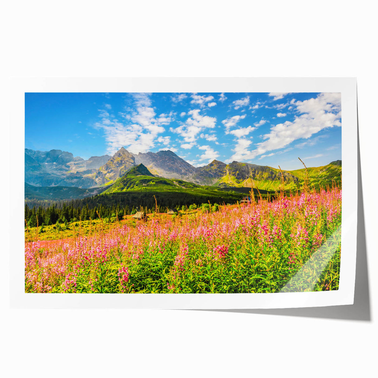 Extra large rolled print of a Slovakian landscape in pastel shades, ideal for art wall dining room.