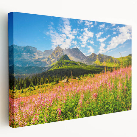Large art on stretched canvas depicting a scenic European landscape in Slovakia, ideal for kitchen wall art.