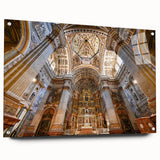 Acrylic print of a large abstract depiction of Andalucia, Spain, in vibrant blue and orange tones.