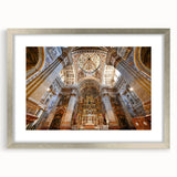 Abstract art print of Andalucia scenery in muted earth tones, framed in silver, ideal for dining room decor.