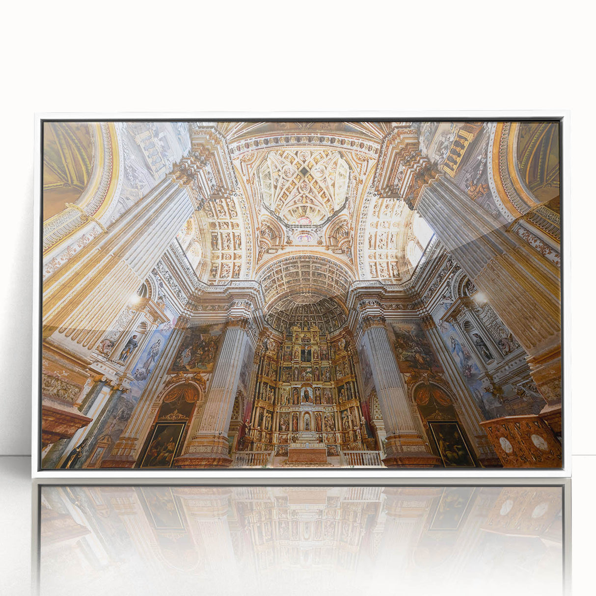 Framed acrylic print of Andalucia, Spain scenery in muted earth tones, perfect for modern art wall decor.