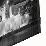 Large abstract depiction of Barcelona in muted earth tones on acrylic glass.