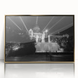 Art deco poster of Barcelona skyline in gold and black tones on acrylic, ideal for modern art wall decor.