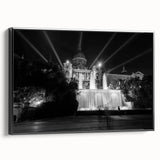 Black and white framed canvas of Barcelona landscape, ideal for bedroom wall art.