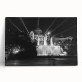 Black and white stretched canvas of Barcelona scenery, ideal for kitchen wall art.