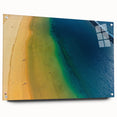 Abstract scenery of the Canary Islands in vibrant blues and greens on acrylic glass.