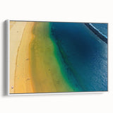 Vintage poster art of a colorful Canary Islands scene on extra large framed canvas, ideal for living room decor.