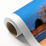 Art Deco poster of Madrid skyline in pastel shades on rolled canvas, ideal for nursery wall art or dining room decor.