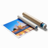 Extra large rolled print of Madrid scenery with vibrant floral elements, ideal for classy bathroom wall art.
