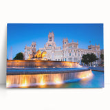 Black and white stretched canvas of Madrid cityscape, ideal for kitchen wall art or bedroom decor.