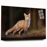 Large abstract wall art of a European scenery in muted green and blue tones, acrylic print.