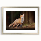 Textured abstract art print of a serene Swedish landscape in muted blue and green hues, framed in silver.