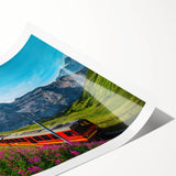 Extra large wall art featuring line art flowers in muted earth tones on a rolled print.