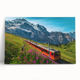 Black and white photograph of a European mountain landscape on stretched canvas, ideal for kitchen wall art.
