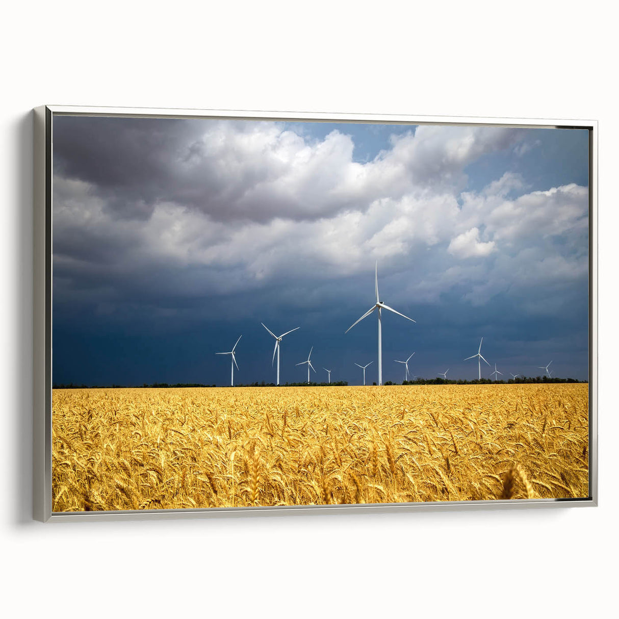 Landscape art painting of a European scenery on framed canvas, featuring muted earth tones and vintage poster style.
