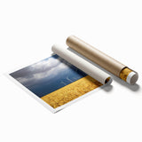 Extra large rolled print featuring a serene Ukrainian landscape with lush florals in soft pastels.