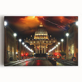 Black and white large art print of the Vatican scenery on stretched canvas, ideal for kitchen wall art.