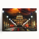Black and white stretched canvas of the Vatican scenery, ideal for kitchen wall art or bedroom ambiance.