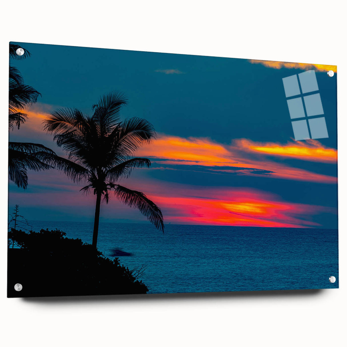 Acrylic glass print of Acapulco scenery in vibrant blue and green tones, suitable for bedroom or dining room decor.