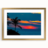 Extra large abstract art print featuring textured scenery of Acapulco, in muted earth tones, framed in gold.