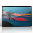 Large abstract wall art depicting a vibrant Acapulco scenery on a framed acrylic, ideal for modern living room decor.