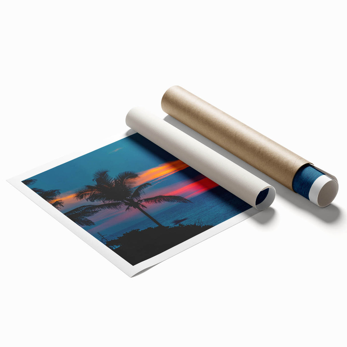 Extra large rolled print of Acapulco scenery with vibrant floral elements.