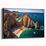 Black and white landscape art painting of Baja California on framed canvas, suitable for bedroom decor.