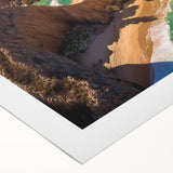 Art deco poster of Baja California scenery on rolled canvas, featuring pastel shades, perfect for dining room wall art.