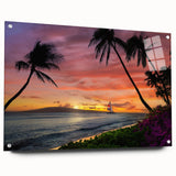 Acrylic print of Cancun scenery with vivid blue and green tones, suitable for bedroom or dining room decor.