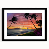 Extra large framed abstract art print depicting vibrant, textured scenery of Cancun, ideal for living room decor.