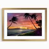 Extra large abstract art print featuring textured scenery of Cancun with vibrant blue and green tones, framed in gold.