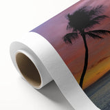 Art deco poster of Cancun scenery on rolled canvas, with pastel shades, ideal for nursery wall art.