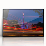 Large abstract wall art of Mexico City in black and white tones on a framed acrylic, ideal for modern living room decor.