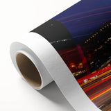 Art Deco poster of Mexico City scenery in cool blue tones on rolled canvas.