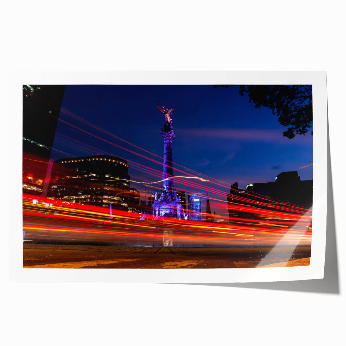 Extra large rolled print depicting a vibrant Mexico City scene in a floral art style, ideal for dining room wall art.