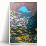 Framed acrylic print of a serene Quintana Roo landscape, in soft pastel colors, suitable for modern nursery decor.