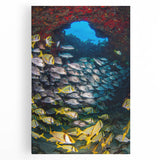 Large black and white stretched canvas of Quintana Roo scenery, ideal for kitchen art.