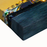 Black and white landscape art painting of Dubai's skyline on stretched canvas, suitable for bedroom wall art.