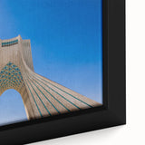 Extra large framed canvas featuring a textured, colorful portrayal of a Middle Eastern scenery, ideal for living room decor.