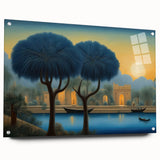 Acrylic print of a Middle Eastern landscape in earthy tones, ideal for dining room decor.