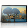 Large abstract wall art depicting a Middle Eastern scenery in black and gray tones on a framed acrylic.
