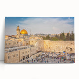 Black and white stretched canvas of Jerusalem cityscape, ideal for kitchen wall art or bedroom ambiance.