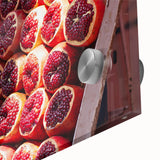 Large abstract wall art depicting the Tel Aviv skyline in muted gray and blue tones on acrylic glass.