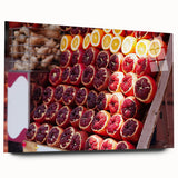 Large abstract wall art of Tel Aviv skyline in muted blue tones on acrylic glass, ideal for bedroom or dining room decor.