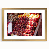 Extra large textured abstract art print of Tel Aviv skyline in muted gold and beige tones, framed with mat.