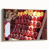 Framed canvas of Tel Aviv landscape in vintage poster style with golden hues, ideal for bedroom wall art.