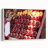 Vintage poster art of Tel Aviv skyline in colorful hues on extra large framed canvas, ideal for living room decor.