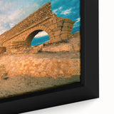 Extra large framed canvas featuring a textured black wall art of a Middle Eastern scenery with colorful accents.